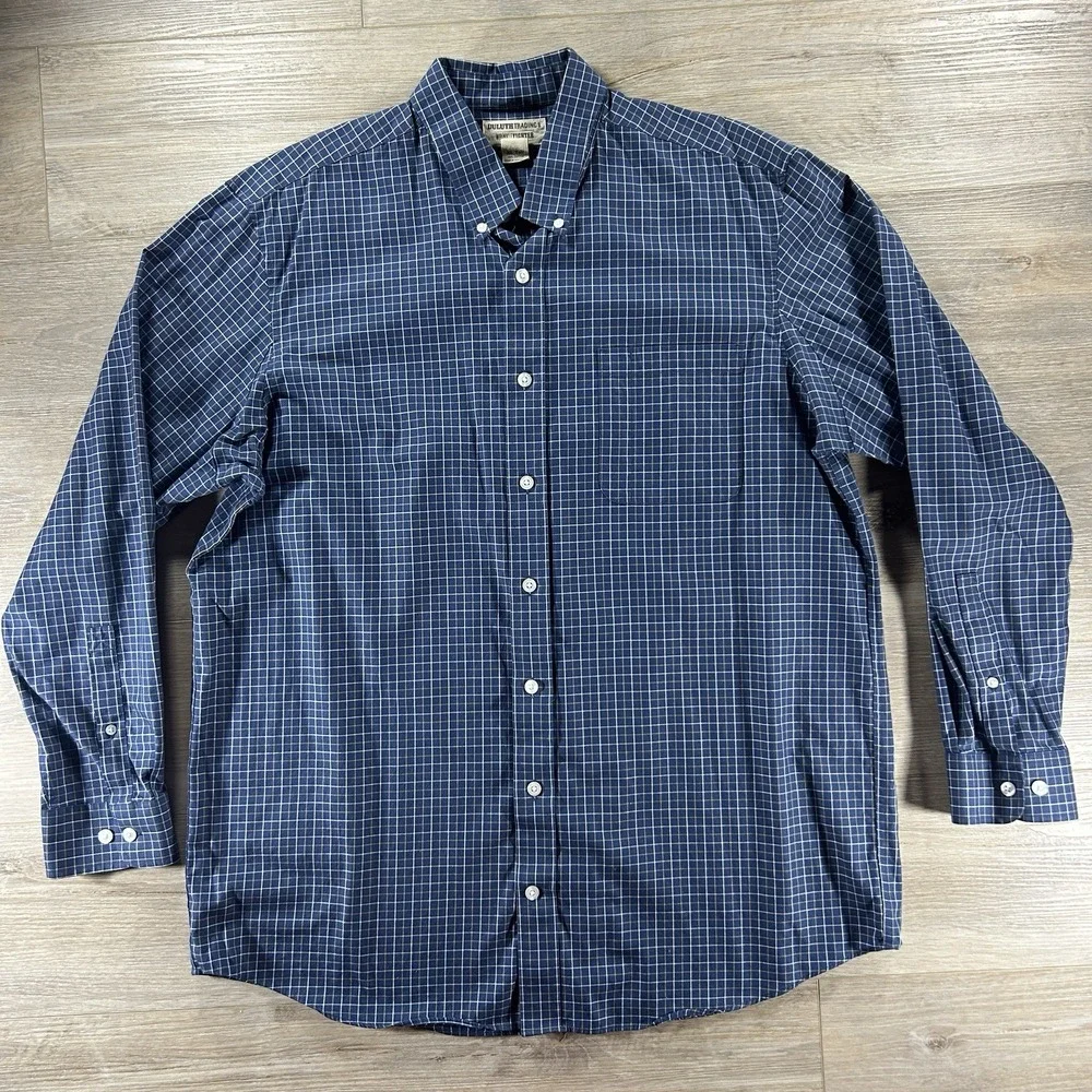 Duluth Trading Co. Mens XL‎ TWrinkle Fighter Plaid 100% Cotton Button Up Shirt